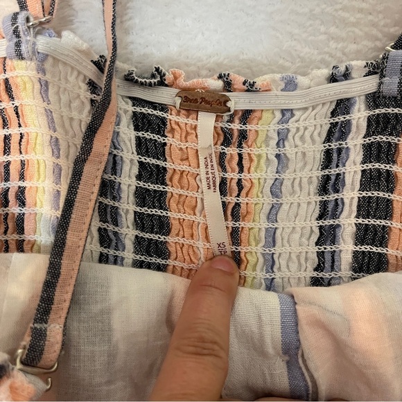 Free People Lilah Striped Boho Cute Summer Midi Dress‎ Women's XS - Picture 11 of 12